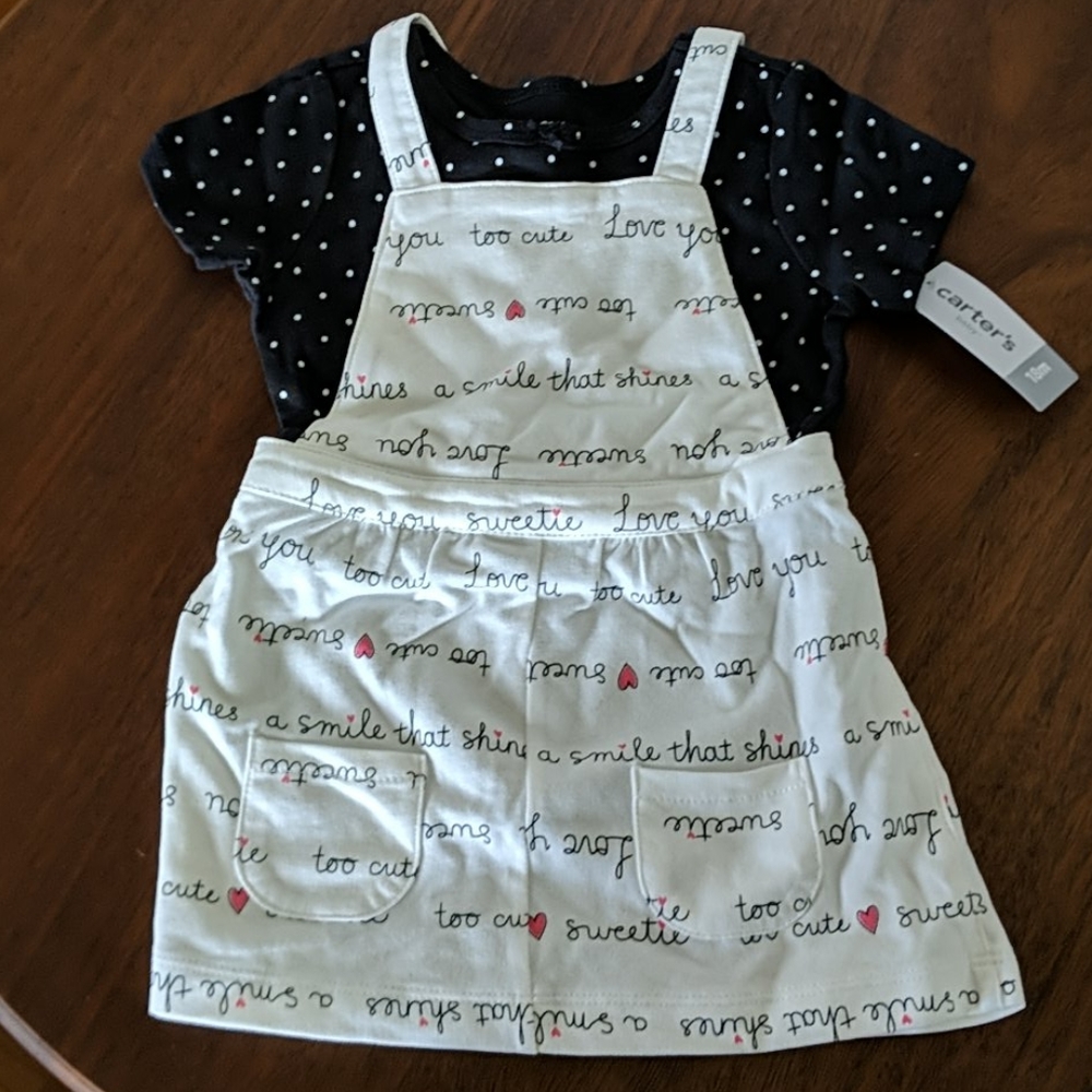 Carter's 2 pc girl's overall skirt outfit …
